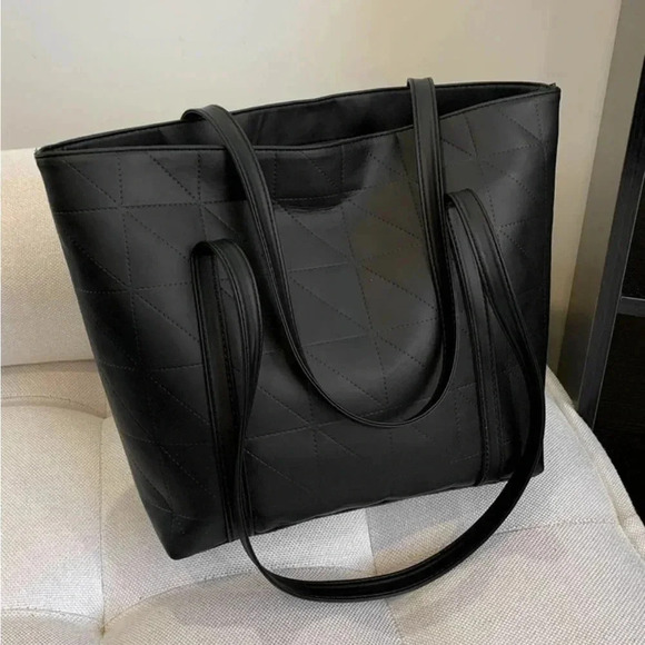⚠️Clearance Large Solid Black Shoulder Tote Bag - Picture 3 of 6